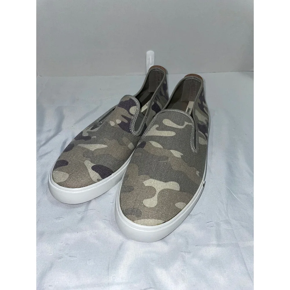 Johnnie-O Mens Camo Canvas Slip On Sneakers Grey Olive Camouflage Loafers